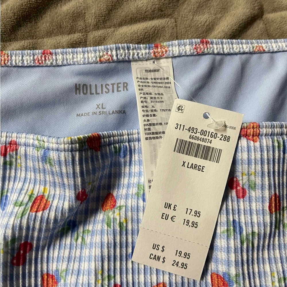 Hollister Ribbed Low Rise Blue Bikini Bottom - Picture 3 of 4